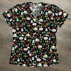 Christmas Scrub Top Small
